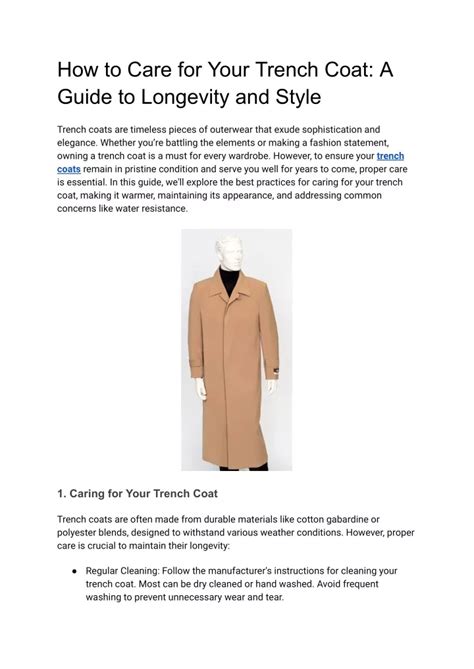 Trench Coat Care for Longevity 